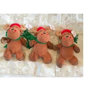 Mrs Fields Gingerbread Reindeer Plush Set of 3 Christmas Holiday Decor VintageVT